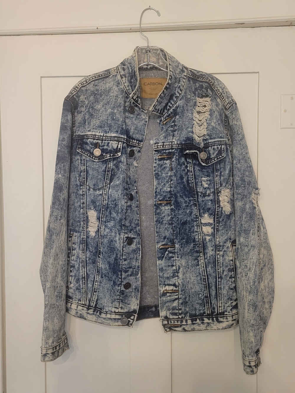 Carbon Faded Blue Distressed Denim Jacket